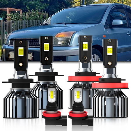 QIPEIZSP LED Headlight Bulbs fit for Ford Fusion 2006-2018 H7 High Beam & H11/H8/H9 Low Beam +H11/H8/H9 Fog Lights combo For Pilot 6500K White Plug And Play 6 pack