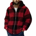 thumbnail image 2 of Busydd Mens Winter Jacket Fashion Plaid Zip Up Jackets for Men Casual Comfy Long Sleeve Hooded Men's Winter Coats with Pockets L, 2 of 6