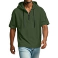 thumbnail image 5 of Men's Quarter Zip Hoodie Short Sleeve Sweatshirt Casual Solid Color Classic Design Summer Beach Outdoor Daily Wear Slim Fit, 5 of 8