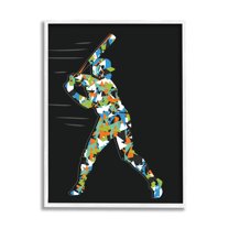 Stupell Industries Patterned Sports Baseball Player Graphic Art White Framed Art Print Wall Art, Design by Arrolynn Weiderhold