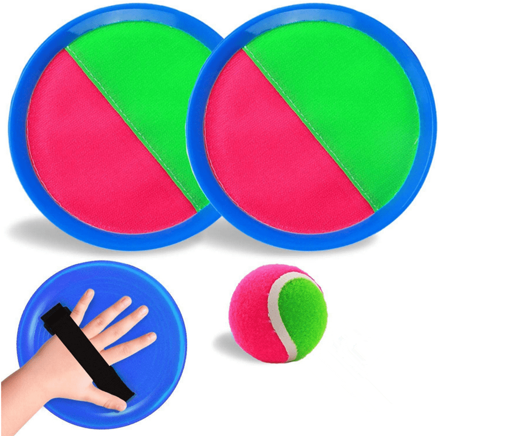 Hook & Loop Paddle Toss and Catch Ball Set Toss and Catch Ball Game Outdoor Sport Game for Kids Backyard Games Beach Yard Games Suitable for Kids 4 Rackets,2Balls,2Bag Deluxe Toss & Catch 