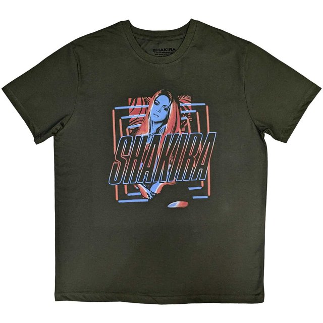 Shakira - Camiseta Cuadros de Algodón para Adultos Unisex (Verde)