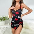 thumbnail image 6 of Tisuna Onesie Nightdress For Women Love Letter Heart Print V Neck Slip Pajamas Comfortable Casual Ladies Valentine'S Summer Silk Sexy Nightgown Black Size L, 6 of 9