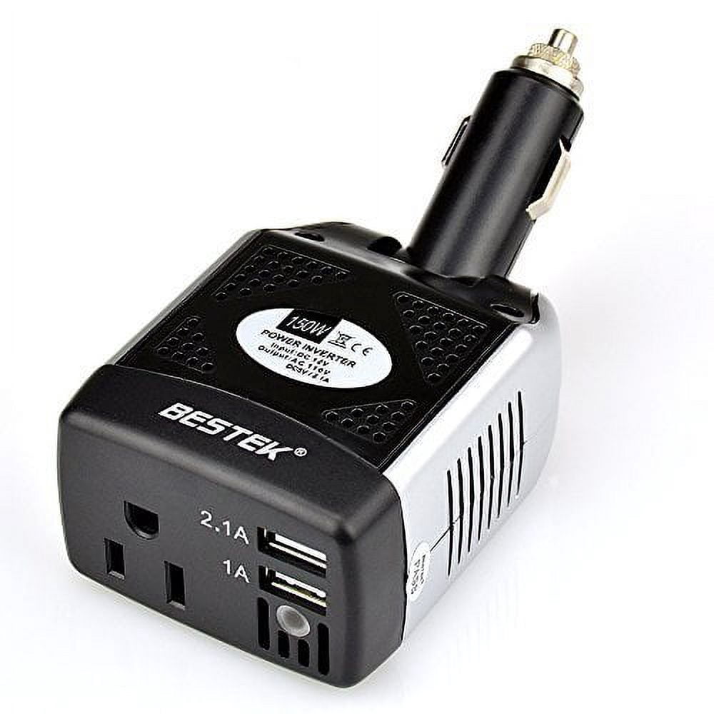 Easter Deal-BESTEK 150W Car Power Inverter 12V to 110V Converter Charger Adapter with 2 USB Charging Ports, Black (3.1A Shared)