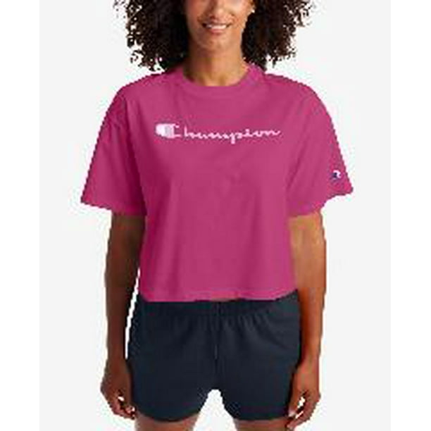 Camiseta Corta Champion Mujer Logo Rosa Talla XL Walmart en linea