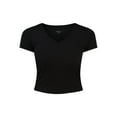 thumbnail image 2 of No Boundaries V-Neck Crop Rib Tee, Women's, 2 of 5