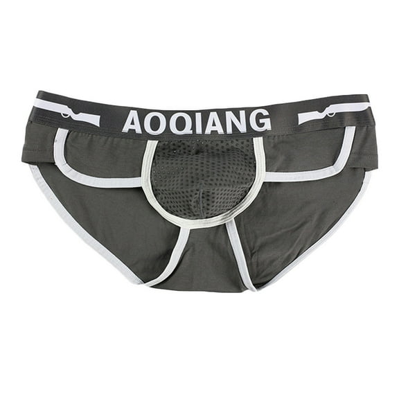 Odeerbi Mens Underwear Seamless Boxer Briefs Fashion Shorts Soft Cotton Bulge Pouch Underpants Gray