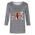 thumbnail image 3 of WREESH Womens Great Britain Uk Flag T-Shirts Casual 3/4 Sleeve T-Shirts Crewneck Tunic Tops Basic Graphic Tees Loose Pullover Blouses Gray, 3 of 5