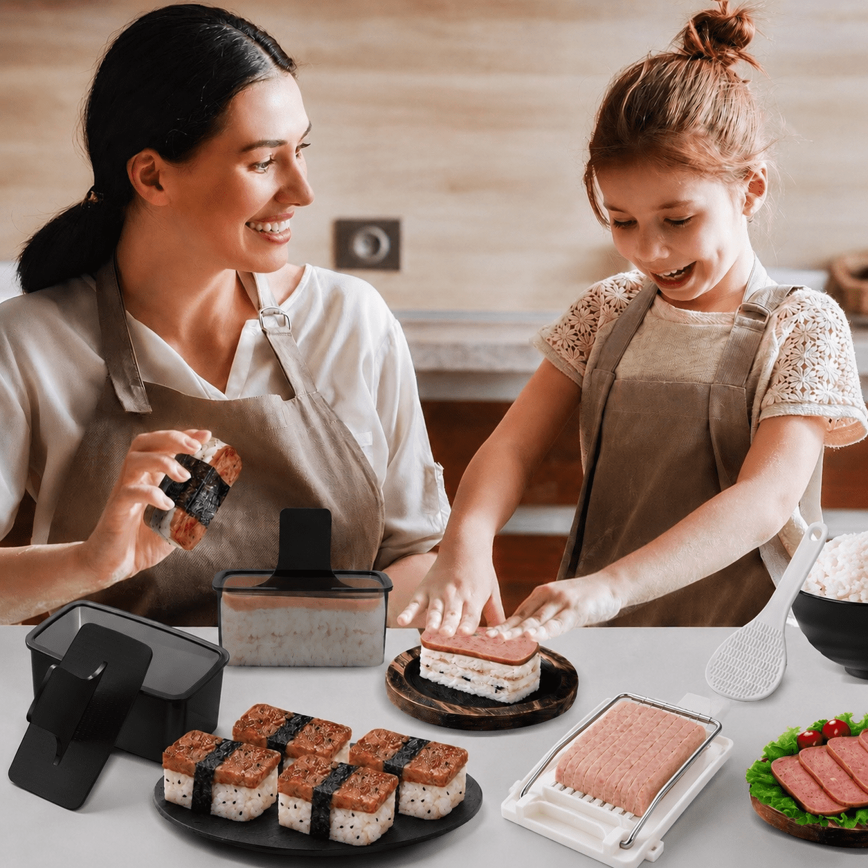 FUNGYAND Musubi Maker Press Kit with Spam Slicer Onigiri Mold for Lunch Bento, Homemade Sushi