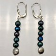 thumbnail image 6 of Shinning Teal Fresh Water Pearl Sterling Silver Earrings | 2" long |, 6 of 8