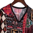 thumbnail image 5 of Leesechin Tops for Men Summer Ethnic Linen Printed V-Neck Short Sleeve T-Shirt, 5 of 9