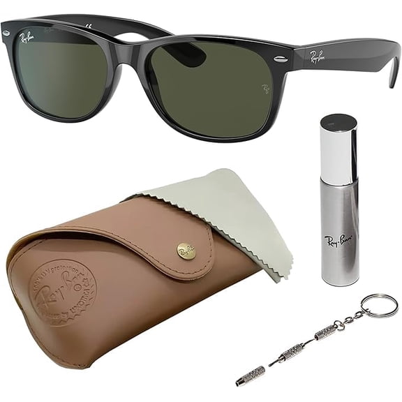 Ray-Ban RB2132F NEW WAYFARER CLASSIC LOW BRIDGE FIT Square Shaped Non-Polarized Sunglasses for Men & Women - Includes Official RAYBAN Eyewear Kit - G-15 Green Lens