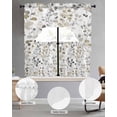 thumbnail image 2 of Grey Brown Botanical Swag Kitchen Curtains Sets for Windows 24 Inch Length, Watercolor Summer Leaf Spring Short Window Curtain Panels Swags Valances and Tiers 3 Piece Set for Cafe/Dining Room, 2 of 5