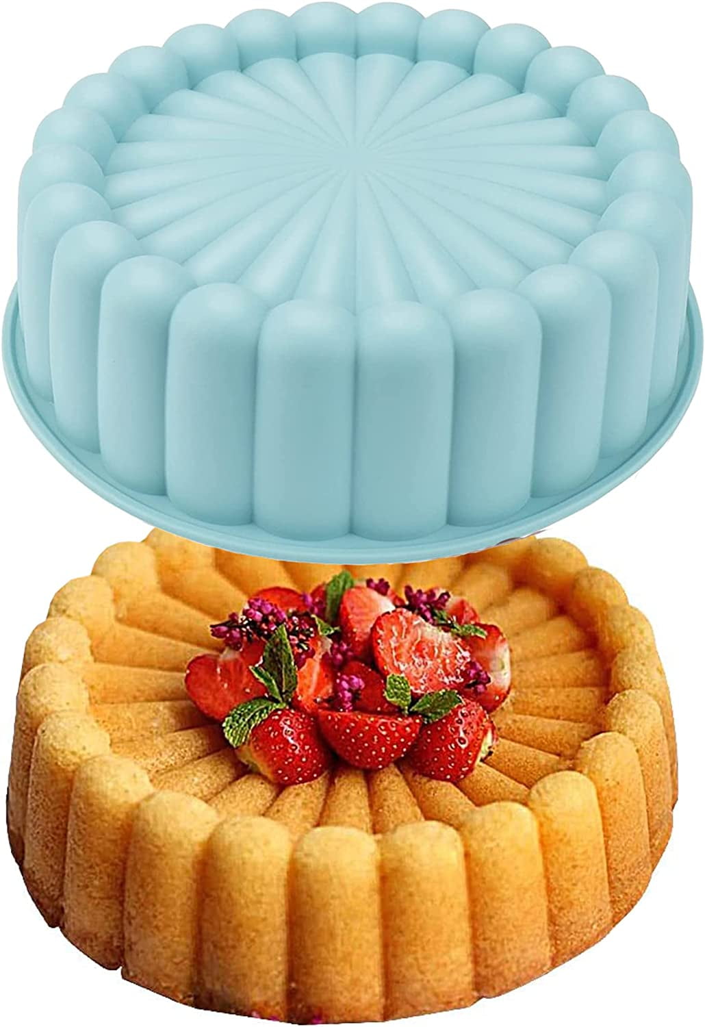 Goaste 9.5 Inch Charlotte Cake Pan, Reusable Mold Fluted Cake Pan, Nonstick  Aluminium Cake Mold with Flower Shape for Cheese Cake, Chocolate Cake