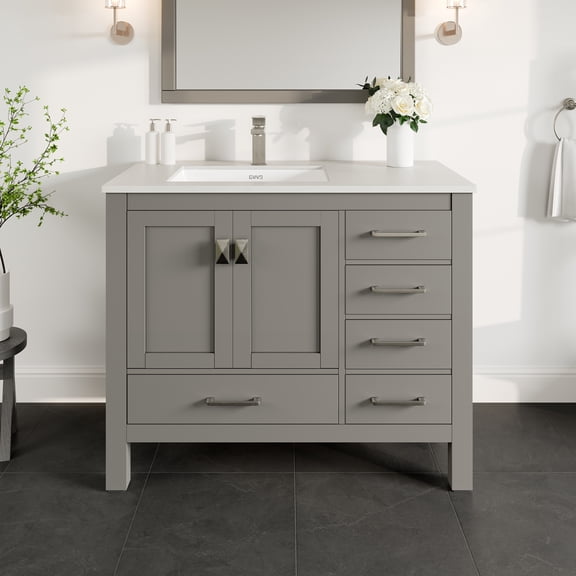 Eviva London 42 in x 18 in Gray Transitional Bathroom Vanity
