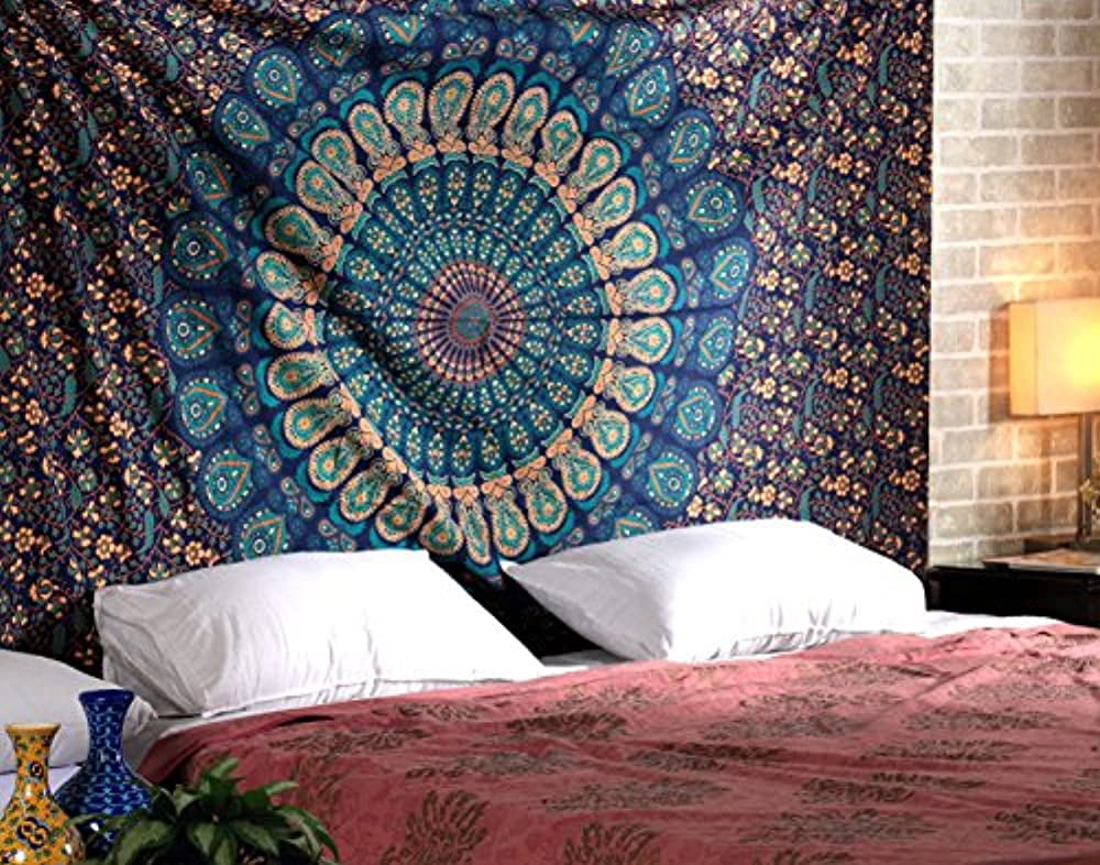 Queen Indian Mandala Hippie Bed sheet Set Bedding Bedspread Ethnic Dorm Tapestry 