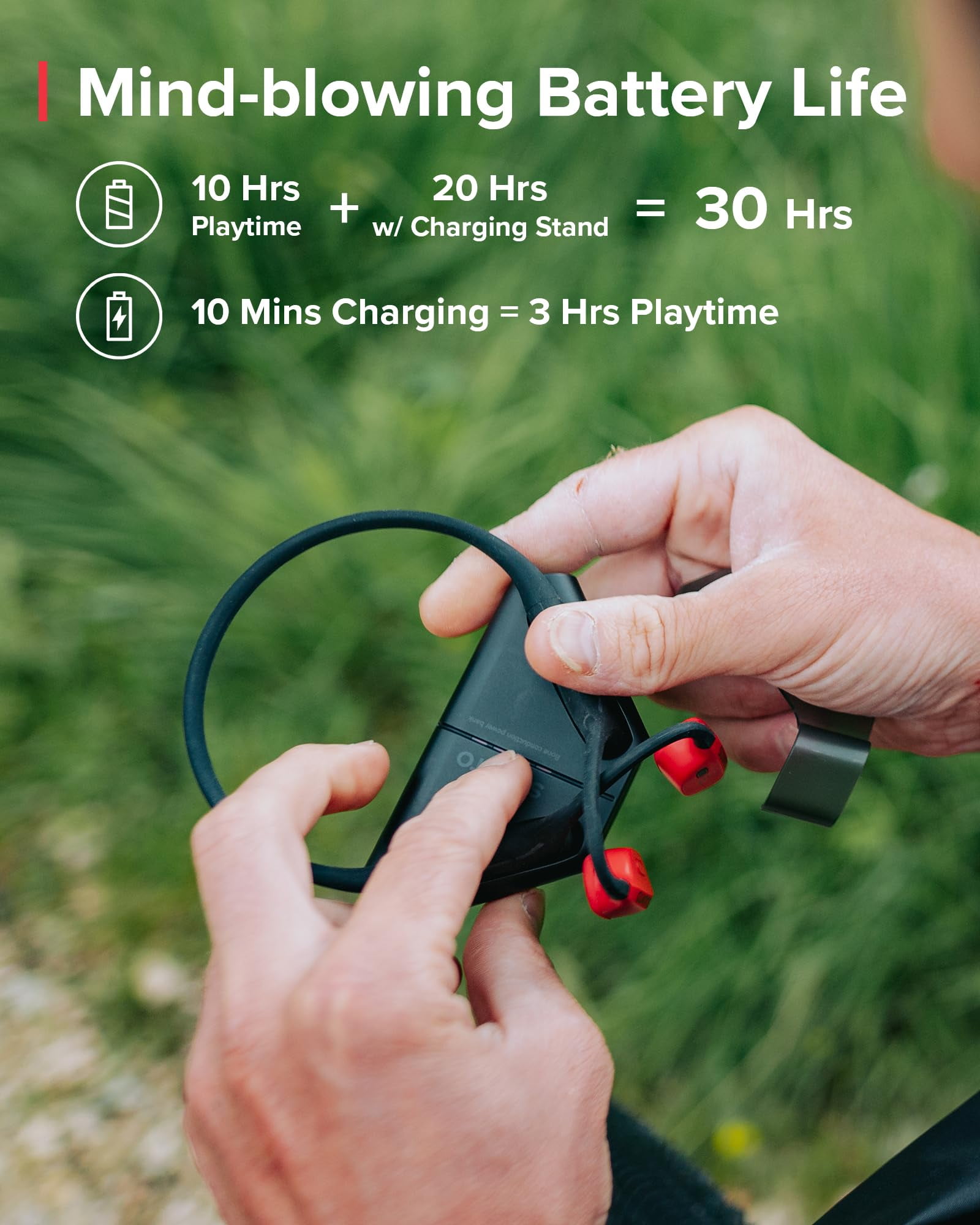Suunto Adult Indoor Anti Wind Bluetooth Open Ear Headphone, Red, SS050944000