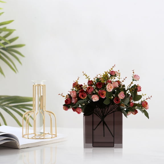 FUTUREORYY Small Clear Vases Acrylic Material 20X14X5CM for Flower Arrangement 1Pc