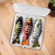 thumbnail image 4 of 3 unids/caja pesca Wobbler realista señuelo de pesca cebo duro 8 segmentos Swimbait (B), 4 of 6