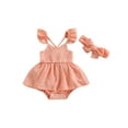 thumbnail image 1 of xiaxaixu Ensemble de Barboteuse pour Bébé Fille, Robe Trapèze à Manches Volantées et Col Ras du Cou avec Bandeau pour un Usage Quotidien Décontracté, 1 of 8