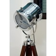 thumbnail image 3 of Wooden Floor Lamp Chrome Spotlight Tripod Stand Lamp Theater Floor Lamp Studio Searchlight Wood Stand Lamp, 3 of 4