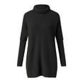 thumbnail image 3 of DailyTrove Women's Asymmetric Hem Turtleneck Top, Long Sleeve, Casual Winter & Office Wear, Warm Polyester Blend, Plus Size Friendly, 3 of 4