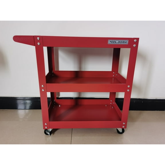 Metal Steel Tool Storage Cabinet 3-Tier Garage Storage Cabinet Car 100lb Total Loading Weight, Black, Sutiable for Garage, Warehouse and Workshop Red