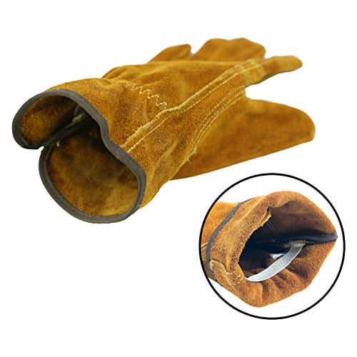 KIM YUAN Rose Pruning Gloves for Men and Women Thorn Proof Goatskin Brown-L 