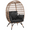 Light Brown/Black, variant on Alden Design PE Rattan Egg-shaped Basket Lounge Chair with 4 Cushions for Patio, Light Brown/ Ivory