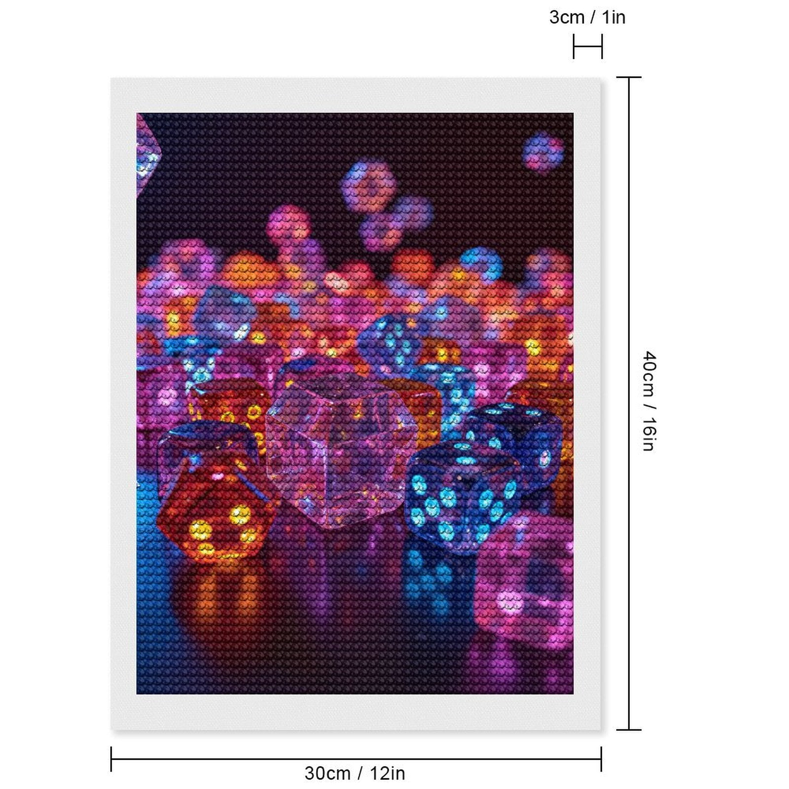Diamond Art Kits for Adults, Colorful Illuminated Dice Collection 5D Diamond Painting Kits for Adults Beginners, DIY Full Drill Diamond Painting, Gem Art and Crafts 12x16