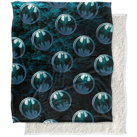 Batman Blanket, 50x60, Batman Bat Logo Pattern Silky Touch Sherpa Back Super Soft Throw Blanket