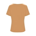thumbnail image 5 of Women's Asymmetrical Short Sleeve Cowl Neck Blouses Summer Ruched Loose Fit Y2K Casual Beach Going Out Tops Khaki XL, 5 of 6