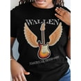 thumbnail image 7 of Women's T-Shirt WALLEN NASHVILLE,TENNESSEE Guitar Wings Short Sleeve Casual Tee Classic Crew Neck T Shirt for Women Black, XS, 7 of 7