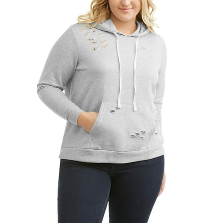 Junior Plus Destructed Pullover Hoodie