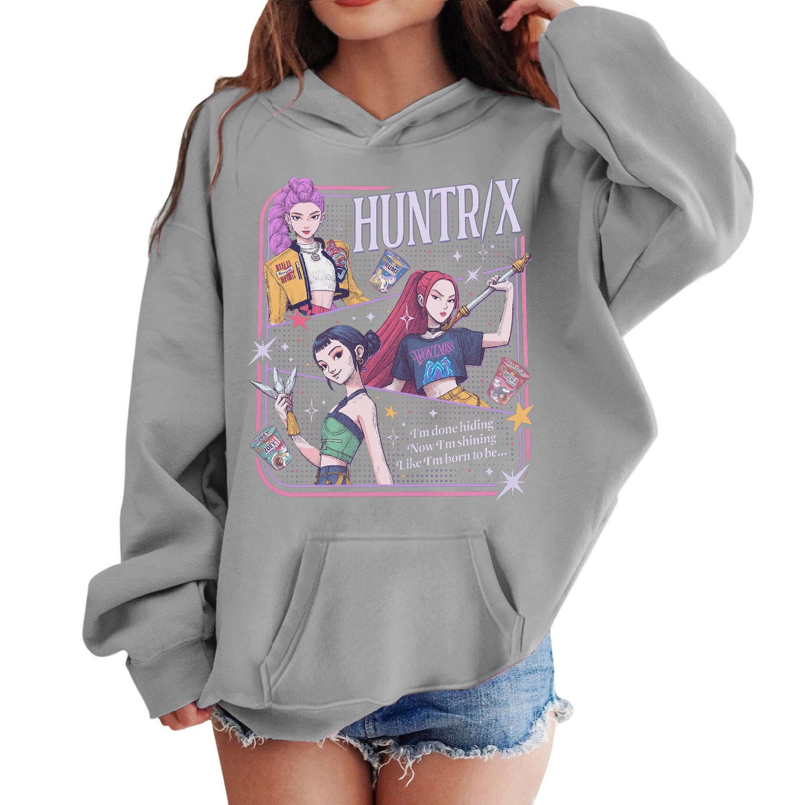 Sweat à Capuche Femme Avec Oreilles De Chat - Style KPop Streetwear - Coupe Ample - Merch Demon Hunters