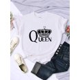 thumbnail image 4 of T-shirts pour Femmes Imprimés Grande Couronne de Queen Respirants Été Manches Courtes Street Hip Hop Tee Vêtements Col Rond Décontracté Hauts Féminins Bleu Brume L, 4 of 6