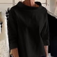 thumbnail image 2 of Timegard Womens Tops Half High Collar Long Sleeve Loose Fitting Shirts BlousesSolid Color Fall Fashion, 2 of 6
