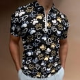 thumbnail image 2 of Heart Paws on Black Men Zipper T-shirt Summer Casual Short Sleeve T-shirt Top, 2 of 7