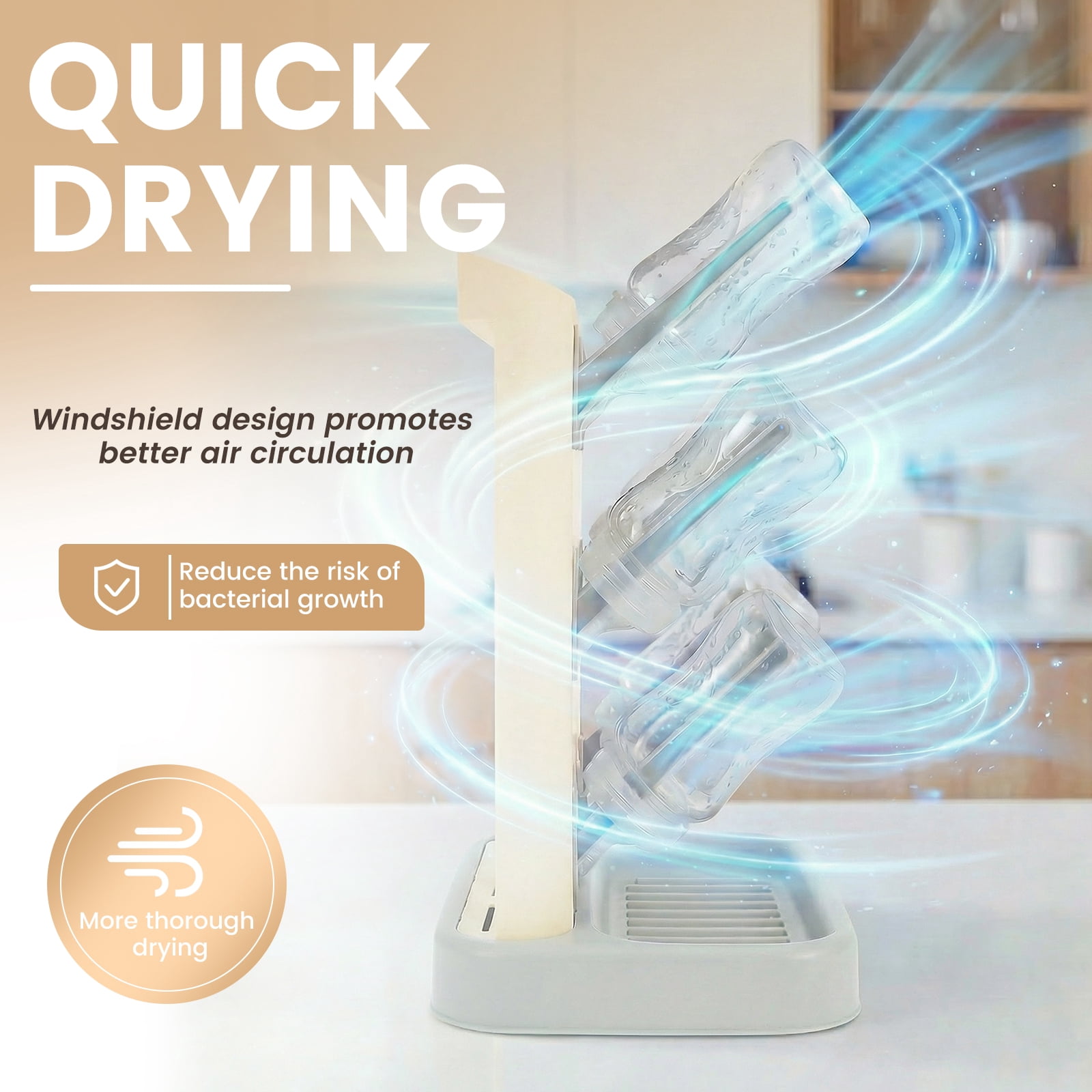 Bottle Drying Rack with 20 Hooks Space Saving Kitchen Bottles Rack Dryer Vertical Bottle Holder Organizer for Countertop Storage Accessories