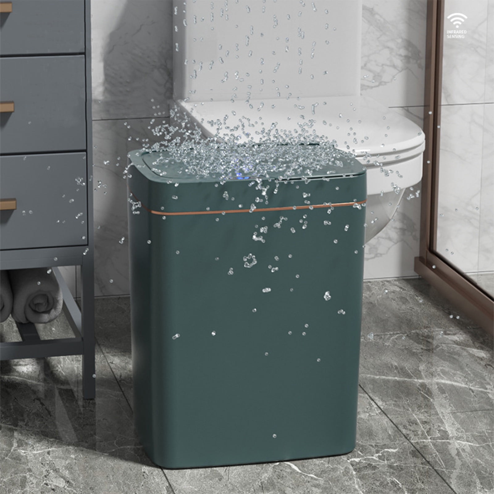 Smart Sensor Trash Can, Odor-Proof Kitchen Trash Can & Bathroom Garbage Bin with Lid, Auto-Open Small Trash Can for Home Office Bedroom Living Room, Green - Xuniizn