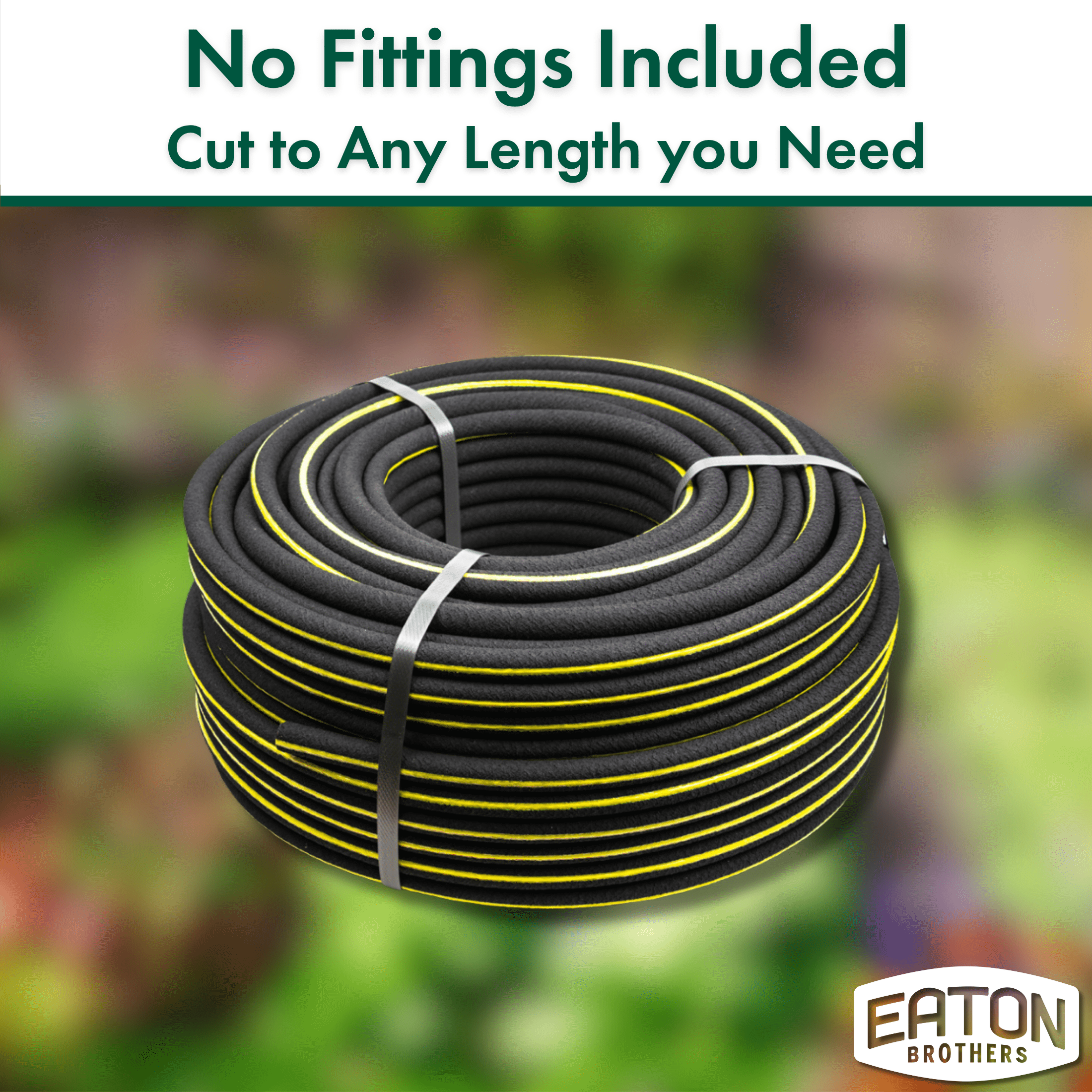 Eaton Brothers Bulk Soaker Hose, 100 ft, 3/8 inch Recycled Rubber Garden Watering Hose, No Ends, Cut-to-Length