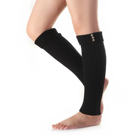 

Fashion Women Buttons Crochet Knitted Leg Warmers Autumn Winter Long Hollow Boot