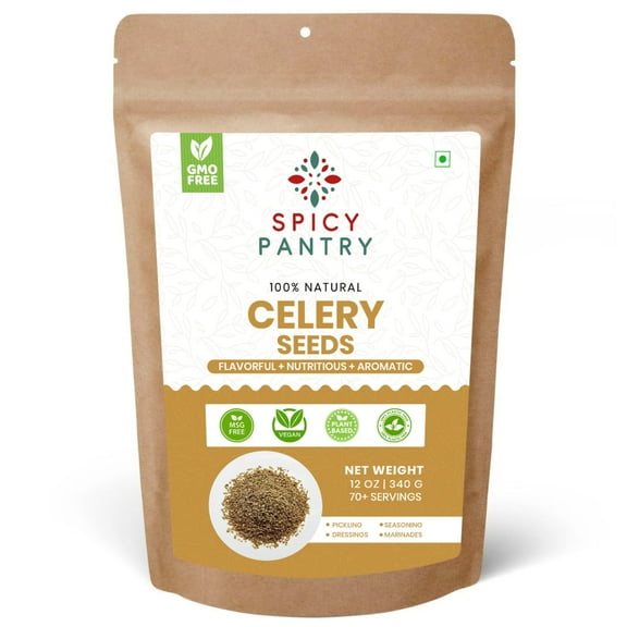 Spicy Pantry Whole Celery Seeds – 12 oz, Dried Spice, Vegan, Kosher, Perfect for Pickling & Seasoning