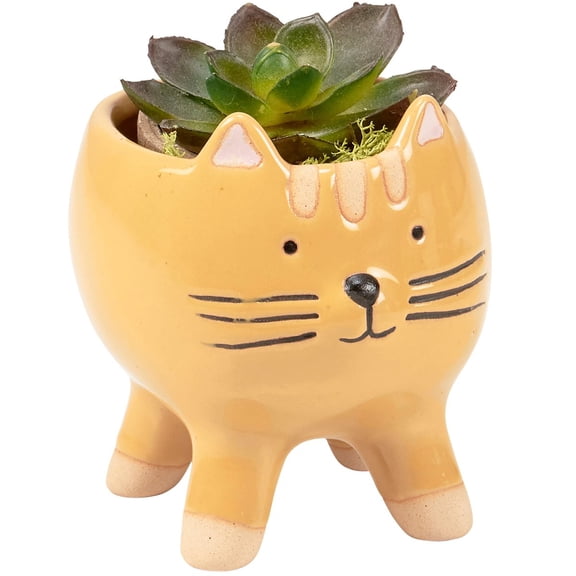 Primitives by Kathy Tabby Cat Planter