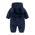 thumbnail image 4 of Newborn Baby Boys Girls Bear Outfit Winter Hooded Romper Teddy Fleece Thermal Snowsuit Long Sleeve Cute Onsies Warm Footie One Piece Outerwear Winter Jumpsuit Coat Navy 12-18 Months, 4 of 6