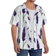 thumbnail image 4 of Vsdgher Lavender Flowers Print Men's Wrinkle Free Untucked Cuban Shirt Business Casual Button Down Shirts Short Sleeve Shirt, 4 of 7