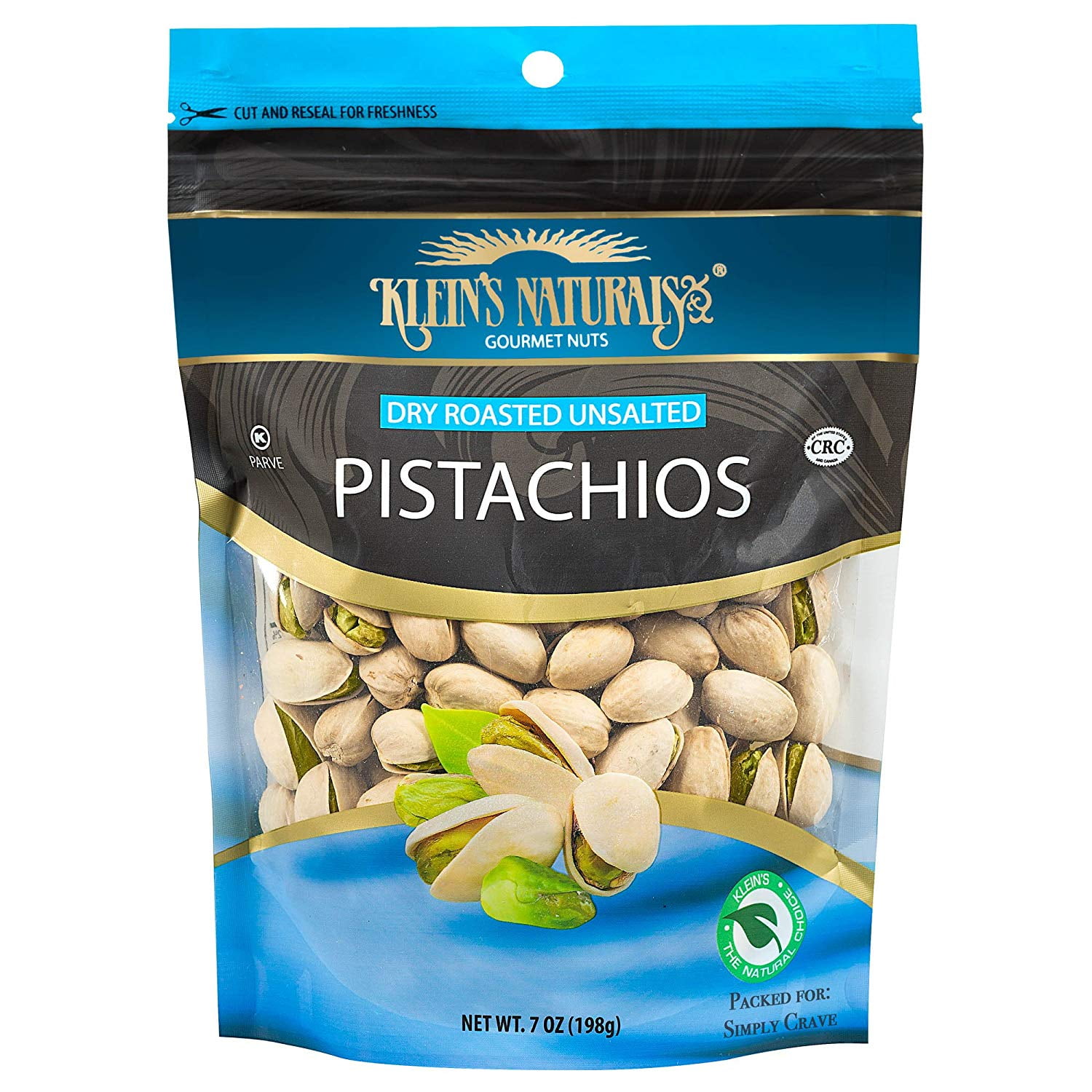 Kleins Naturals Dry Roasted Unsalted Pistachios, 7Ounce