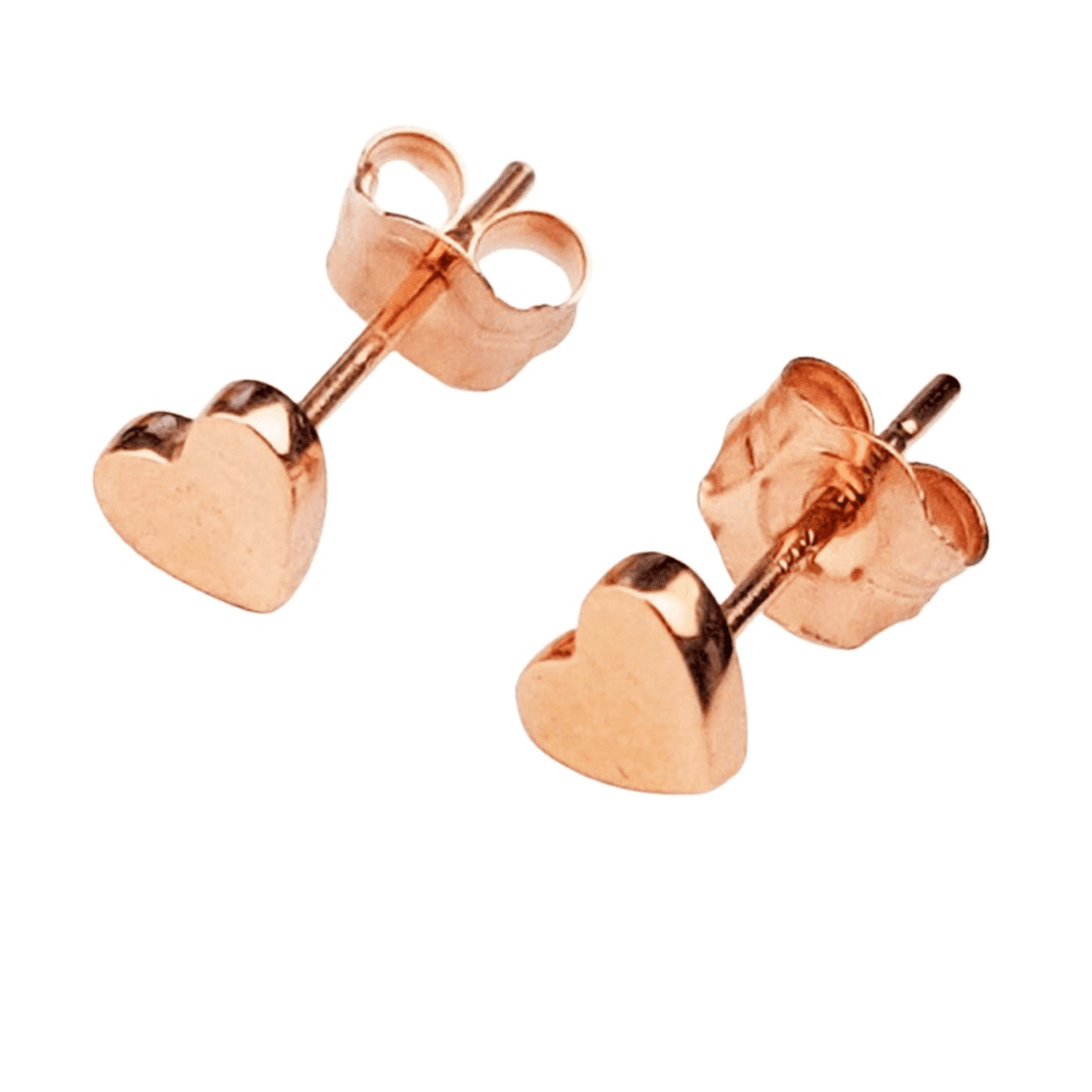 SOLID 14K Gold Heart Earrings, Thicker Push Back Stud Earrings