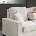 thumbnail image 4 of Hybition L-Shaped Sleeper Sectional Sofa with Storage Chaise, Pull Out Bed, Drop-Down Table, Cup Holder, USB Charging, Couch for Living Room-Color:Beige, 4 of 9