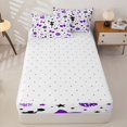 thumbnail image 4 of Manfei Purple Cheerleader Zipper Twin Comforter Sets with Fitted Sheet and 2 Pillowcases For Kids,Cute Stars Bow Print Zipper Bedding Set For Girls,Reversible,4-Piece, 4 of 7